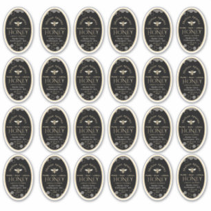 Queenline 8 oz Oval Miel Étiquette avec Bee Honeyp
