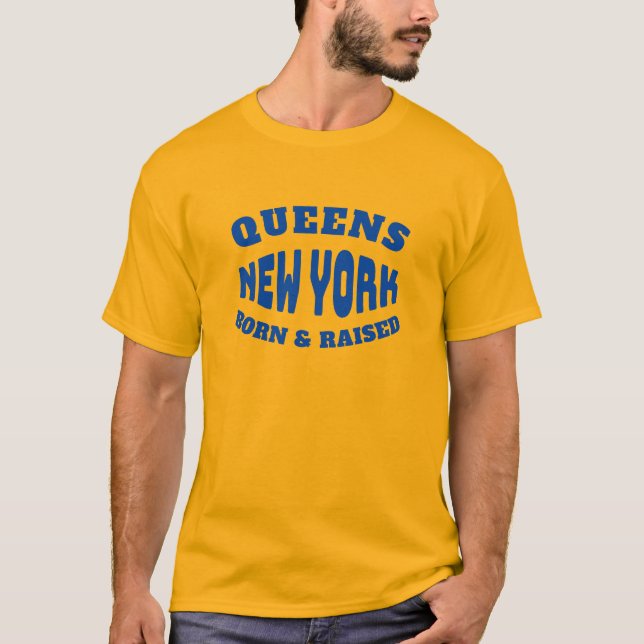 Queens New York Né et élevé T-shirt (Devant)