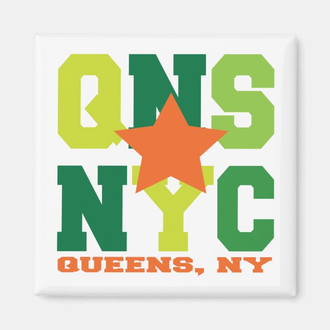 Queens, NY Green Magnet (Devant)