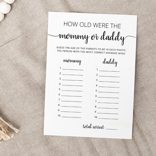 Quel âge avaient-ils jeu Carte de Baby Shower (Créateur téléchargé)