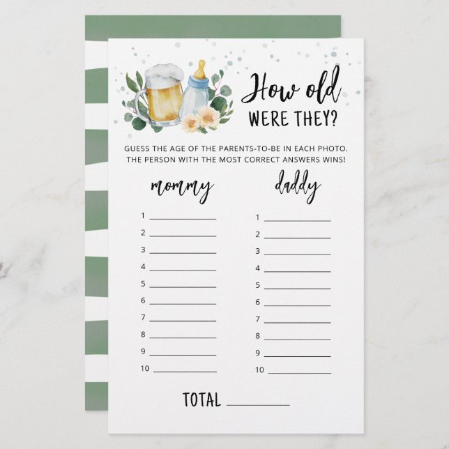 Quel âge avaient-ils Jeu Green Baby est en train d (Devant / Derrière)