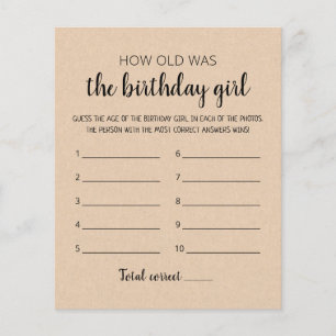 Quel âge avait Birthday girl Jeu de fête d'anniver