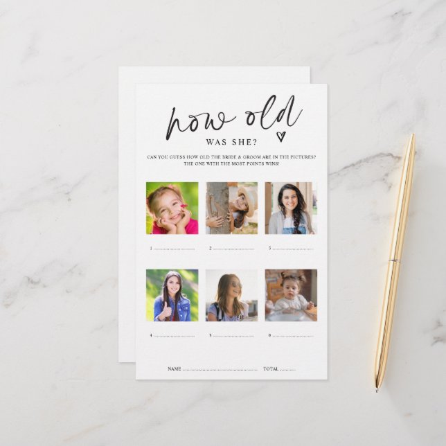 Quel âge avait-elle Photos Jeu de Baby Shower Mode (Devant/Arrière en situation)