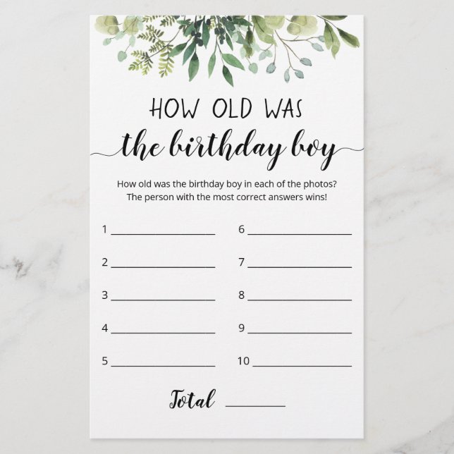 Quel Âge Avait Le Jeu De Garçon Anniversaire (Devant)