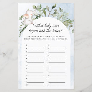 Quel bébé Eléphant Blue Baby shower Jeu