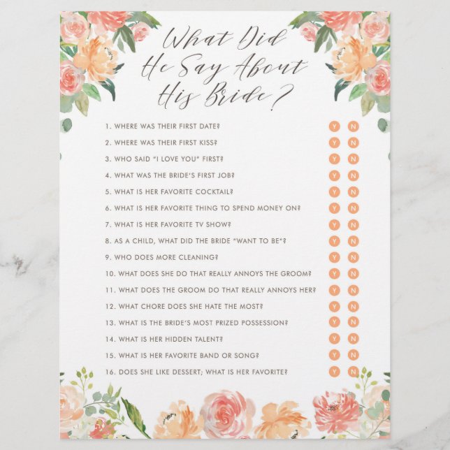 Quel est ce qu'il a dit à propos de sa mariée Jeu  (Devant)