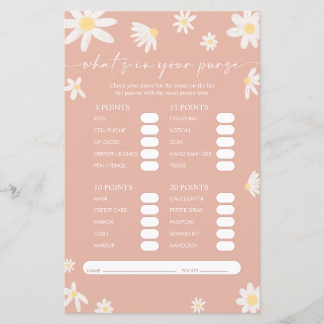 Quel est le contenu de votre sac à main Jeu de Bab (Devant)