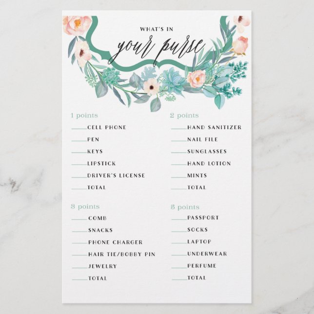 Quel est le contenu de votre sac à main Jeu de Bab (Devant)