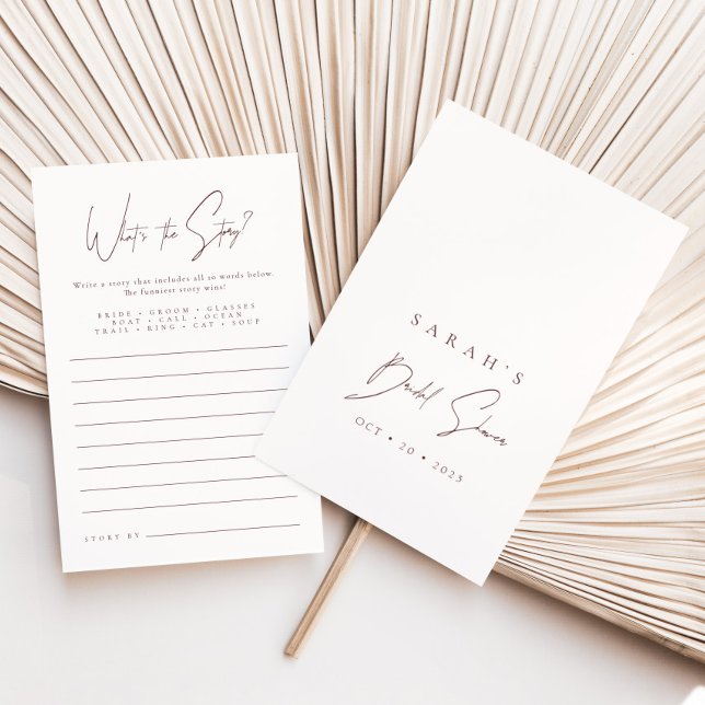 Quel est le jeu de Fête des mariées minimal de l'h (Modern Minimalist Pink Burgundy Bridal Shower Game)