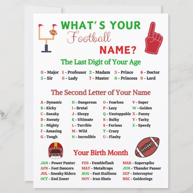 Quel est votre jeu de nom de football (Devant)