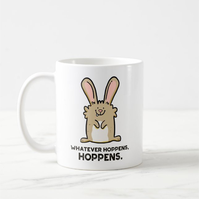 Quel Que Soit Hoppens, Hoppens Rabbit Pun Mug (Gauche)