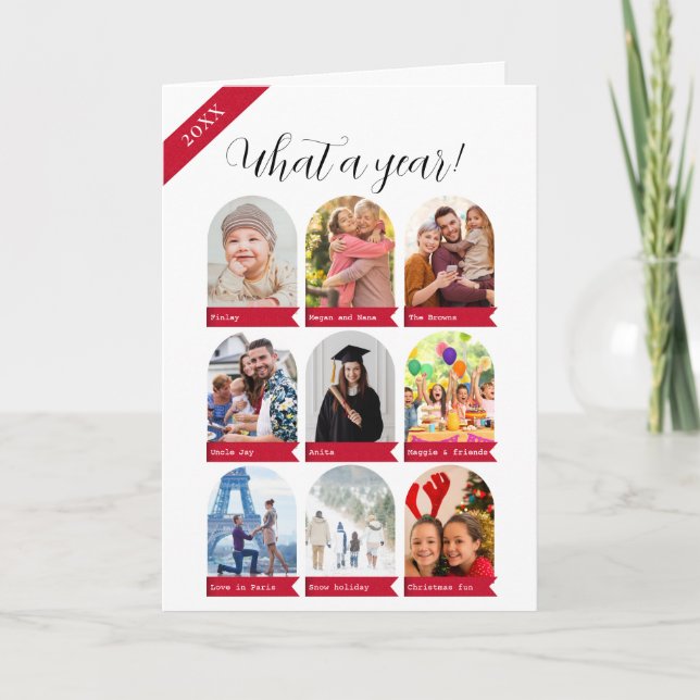 Quelle année, 9 photo collage Carte de vacances (Devant)
