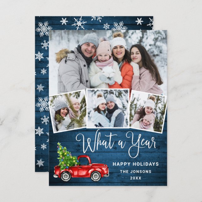 Quelle année Noël Red Farm Truck Carte de vacances (Devant / Derrière)