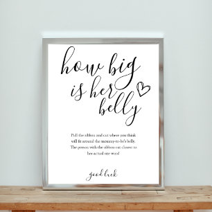 Quelle taille a son ventre Baby Shower Game Poster