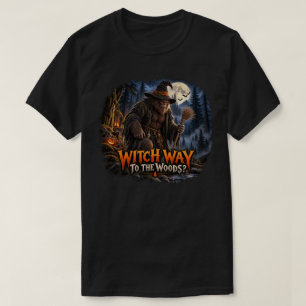 Quelle voie vers les bois ? T-shirt Halloween Bigf