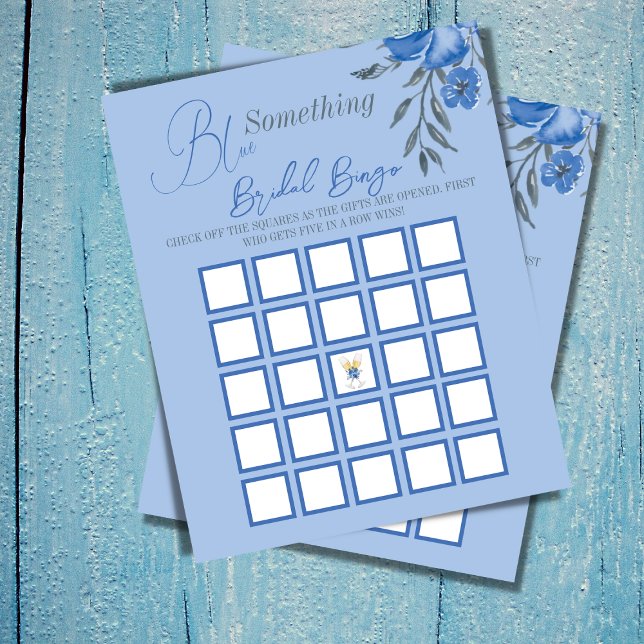 Quelque chose Blue Floral Fête des mariées Bingo J (Créateur téléchargé)