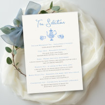 Quelque Chose de Bleu Menu de Thé de Mariage Chino