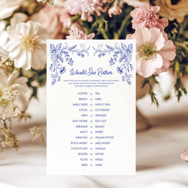 Quelque chose de bleu serait-elle préférer jeu de  (Would she rather blue bridal shower game)