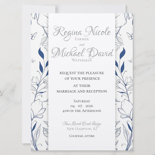 Quelque chose de Blue Flat Faire-part de mariage (Devant)