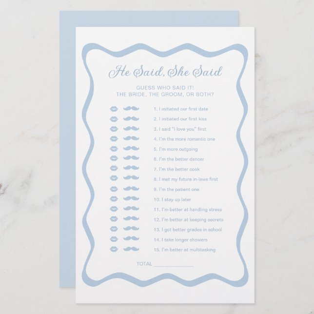 Quelque Chose Fête des mariées Bleue Il A Dit Qu'E (Devant / Derrière)