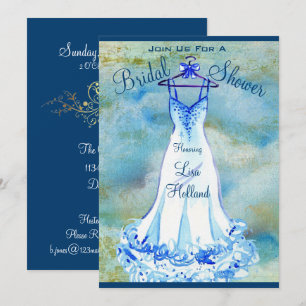 Quelque chose Floral Bleu - Invitation de douche n