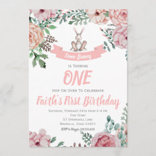 Quelques Bunny Floral Invitation Anniversaire