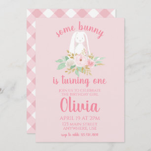 Quelques Bunny Invitation Anniversaire floral et r