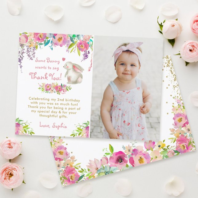 Quelques Fleurs De Lapin Carte de remerciements Ph (Créateur téléchargé)