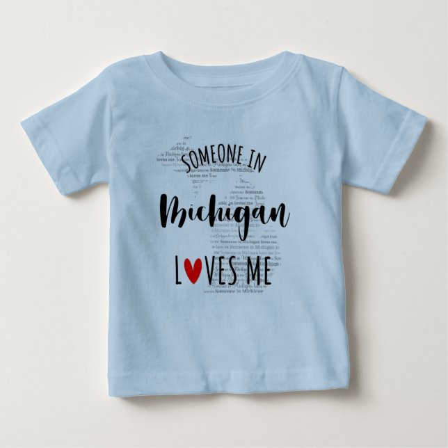 Quelqu'Un Au Michigan M'Aime Carte T-shirt Bébé (Devant)