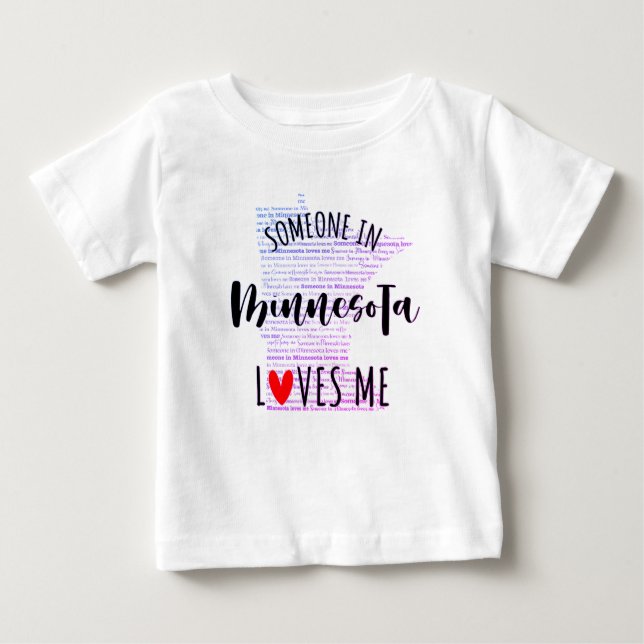 Quelqu'Un Au Minnesota M'Aime Carte T-shirt Bébé (Devant)