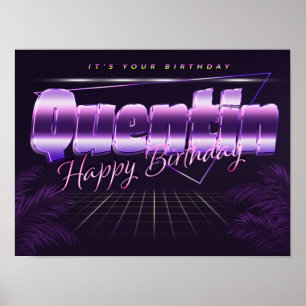 Quentin Nom Vorname lila retro Poster Geburtstag