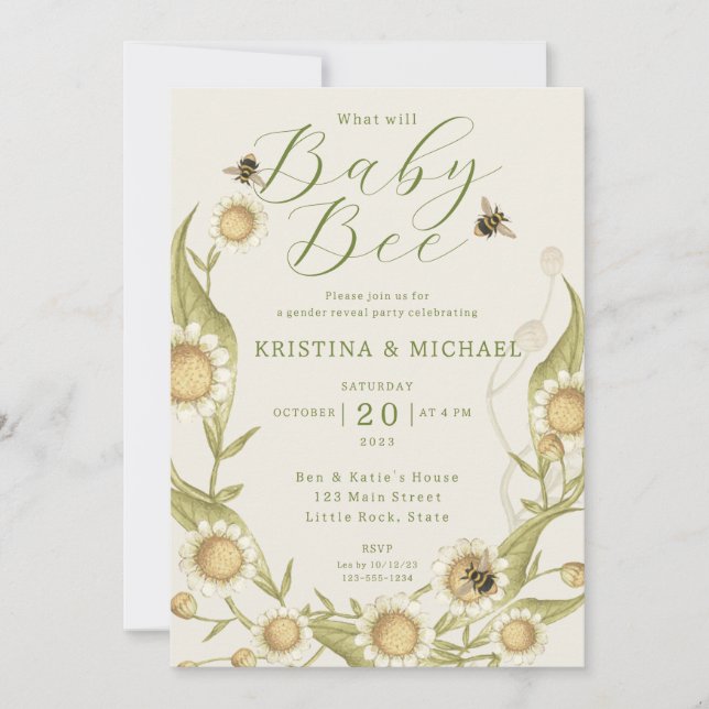 Qu'est-ce que Baby Bee Genre Révéler Invitation (Devant)