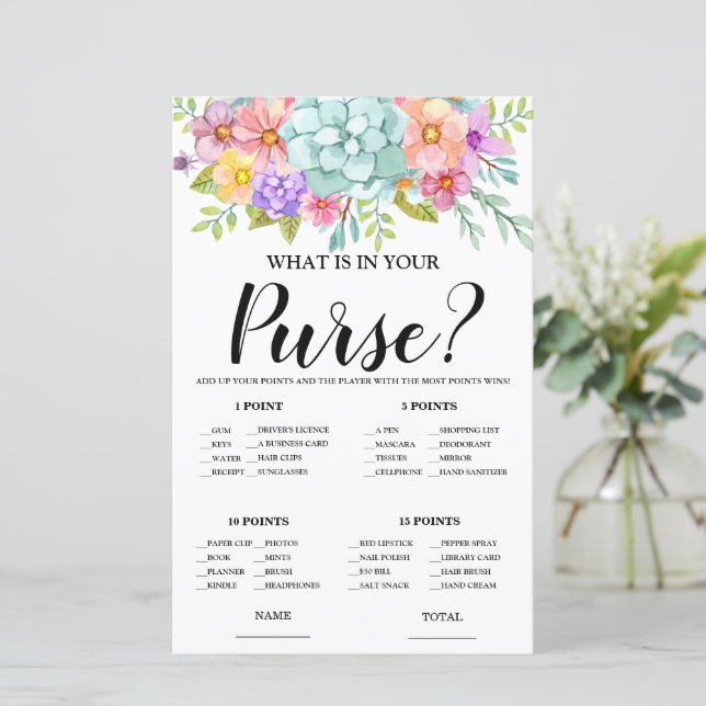 Qu'est-ce que dans Purse Pink Floral Bridal Jeu (Debout devant)