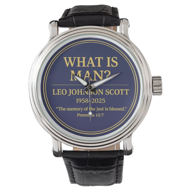 QU'EST-CE QUE L'HOMME – Montre commémorative Leo J (devant)