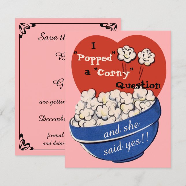 Question Ringarde Popcorn, Joli Rétro Carte de Sau (Devant / Derrière)