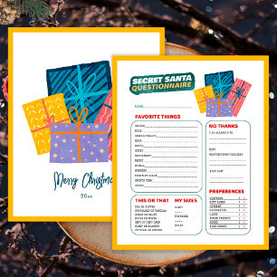 Questionnaire de Secret Santa pour les cadeaux de