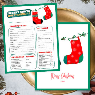 Questionnaire Secret Santa jeu de Noël amusant