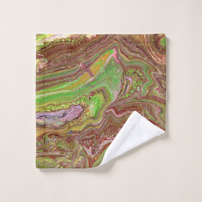 Questions 1 Wild Green Maroon Bath Towels (Gant de toilette)