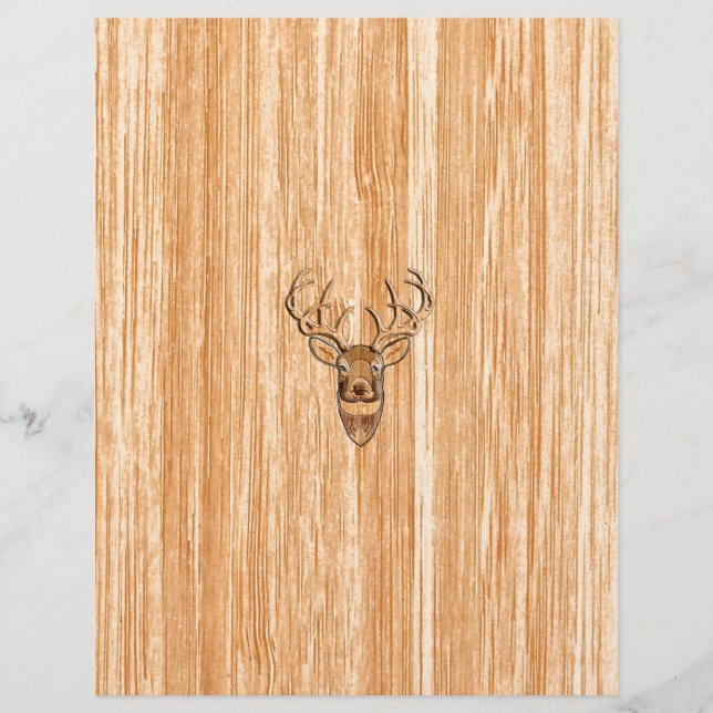 Queue blanche Buck Tête de cerf Bois Grain (Devant)