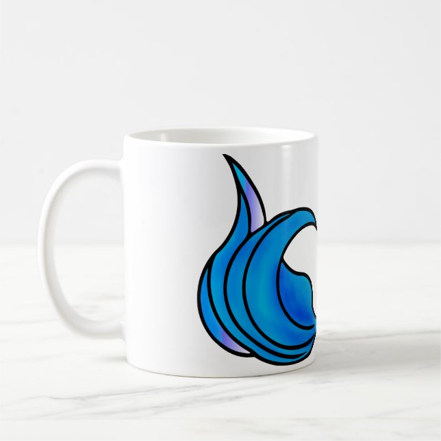 Queue de sirène bleue sur une tasse de café (Gauche)