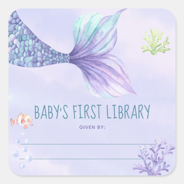 Queue de sirène - étiquette de livre pour baby sho (Devant)