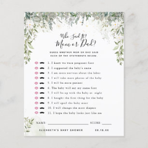 Qui a dit cela   Jeu de Baby Shower