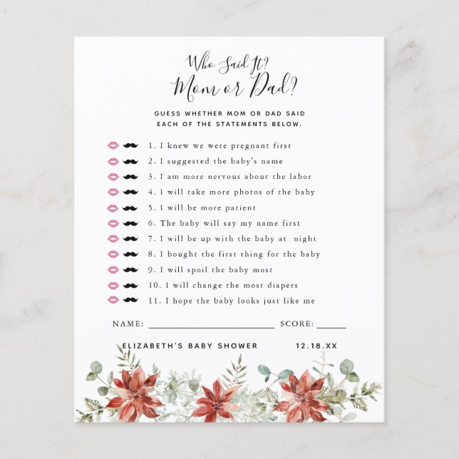 Qui a dit cela | Jeu de Baby Shower (Devant)