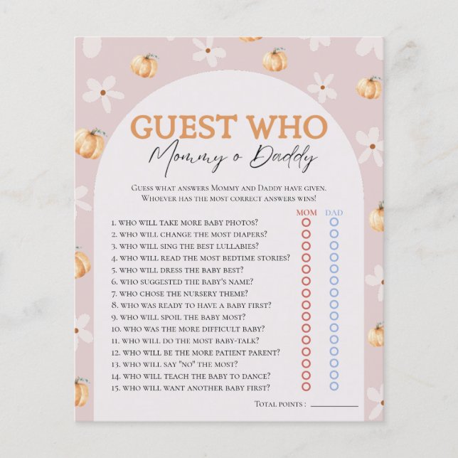 Qui connaît Citrouille Automne & Baby shower Daisy (Devant)