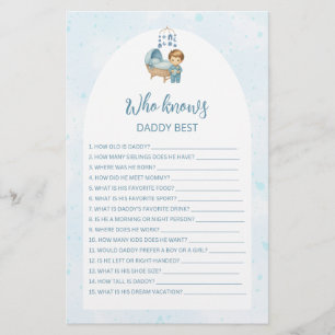Qui connaît Daddy meilleur Baby shower bleu mignet