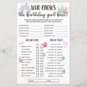 Qui Connaît La Fille Anniversaire Meilleur Jeu - A