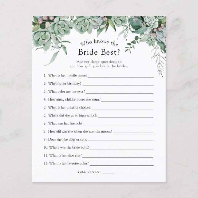 Qui connaît la mariée meilleur jeu de mariée (Devant)