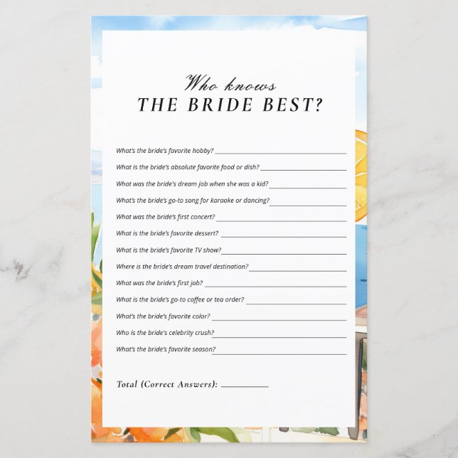 Qui connaît la mariée meilleure Fête des mariées A (Devant)