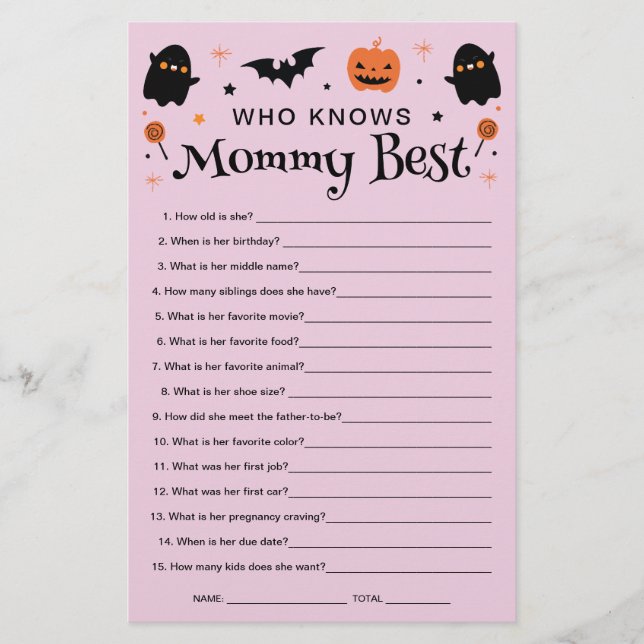 Qui connaît le jeu de baby shower Halloween Witch  (Devant)