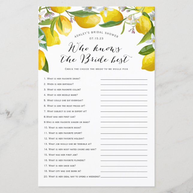 Qui connaît le mieux la mariée, Jeux de mariée de  (Devant)